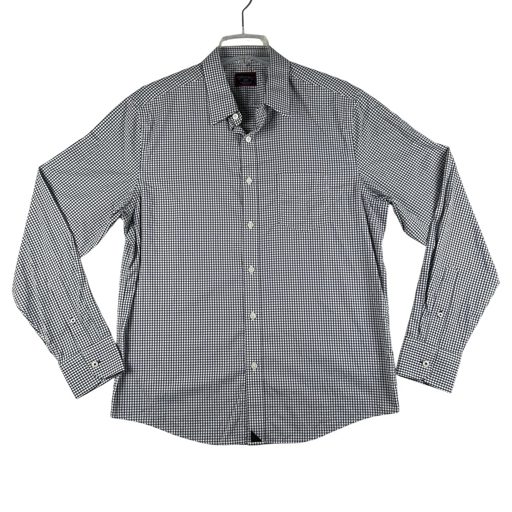 UNTUCKit Shirt Mens Large Black Check Long Sleeve Button Up Wagner Stretch